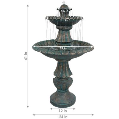Nouveau 41-Inch Tall 2-Tier Outdoor Garden Water Fountain - Green