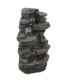 Electric Stacked Shale Water Fountain with LED Lights - 38 in