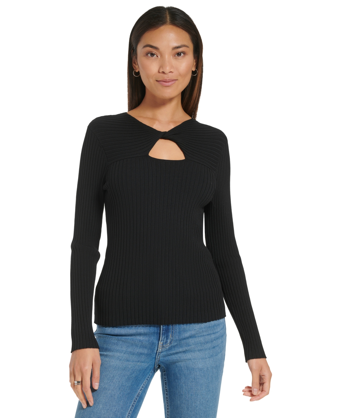 Calvin Klein Women's Ribbed Keyhole Sweater