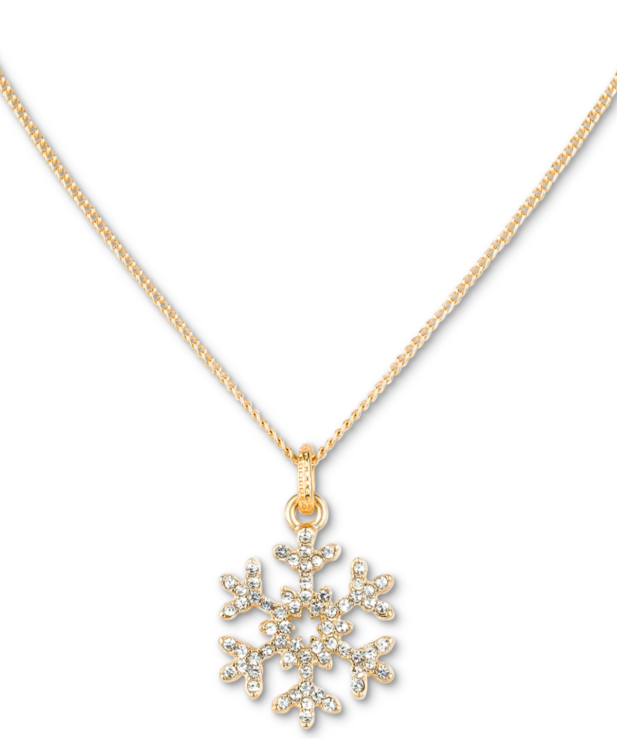Patricia Nash Gold-tone Pave Snowflake Pendant Necklace, 17" + 3" Extender In Med Yellow