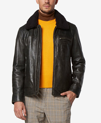 Marc New York Men's Wallack Distressed Leather Aviator Jacket - Macy's