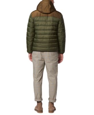 Men's Malone Mixed-Media Colorblocked Packable Hooded Jacket