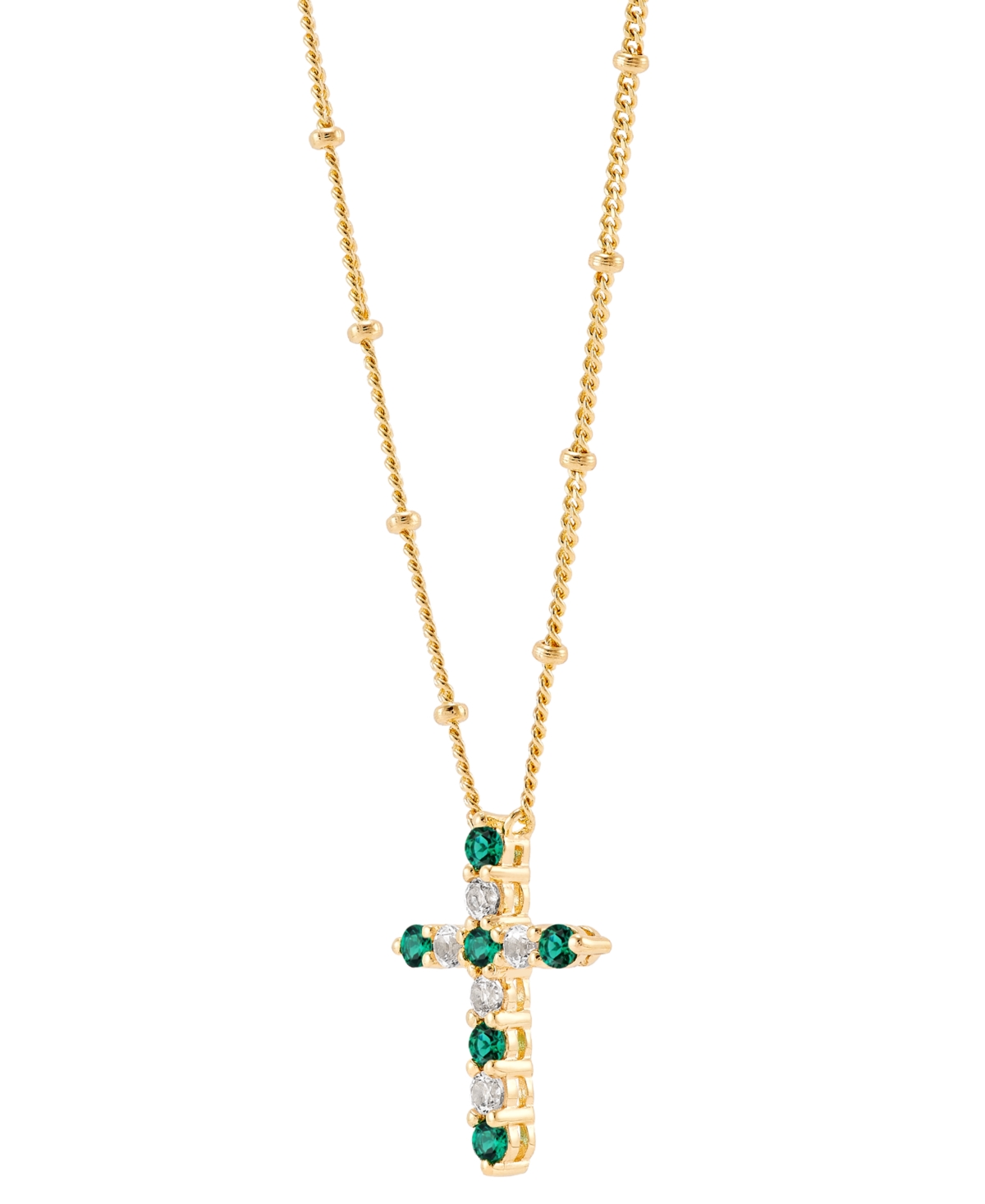 Lab-Grown(1/4 ct. t.w.) & Lab-Grown White Sapphire (1/3 ct. t.w.) Cross Pendant Necklace in 14k Gold-Plated Sterling Silver, 16