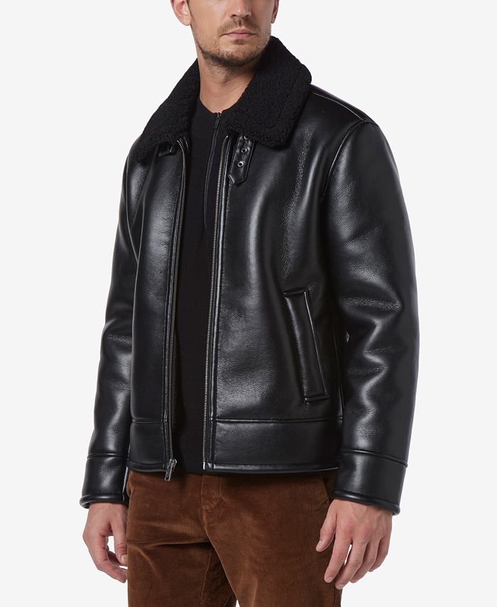 Marc New York Men's Cadman Faux Leather Fleece-Lined Aviator Jacket ...