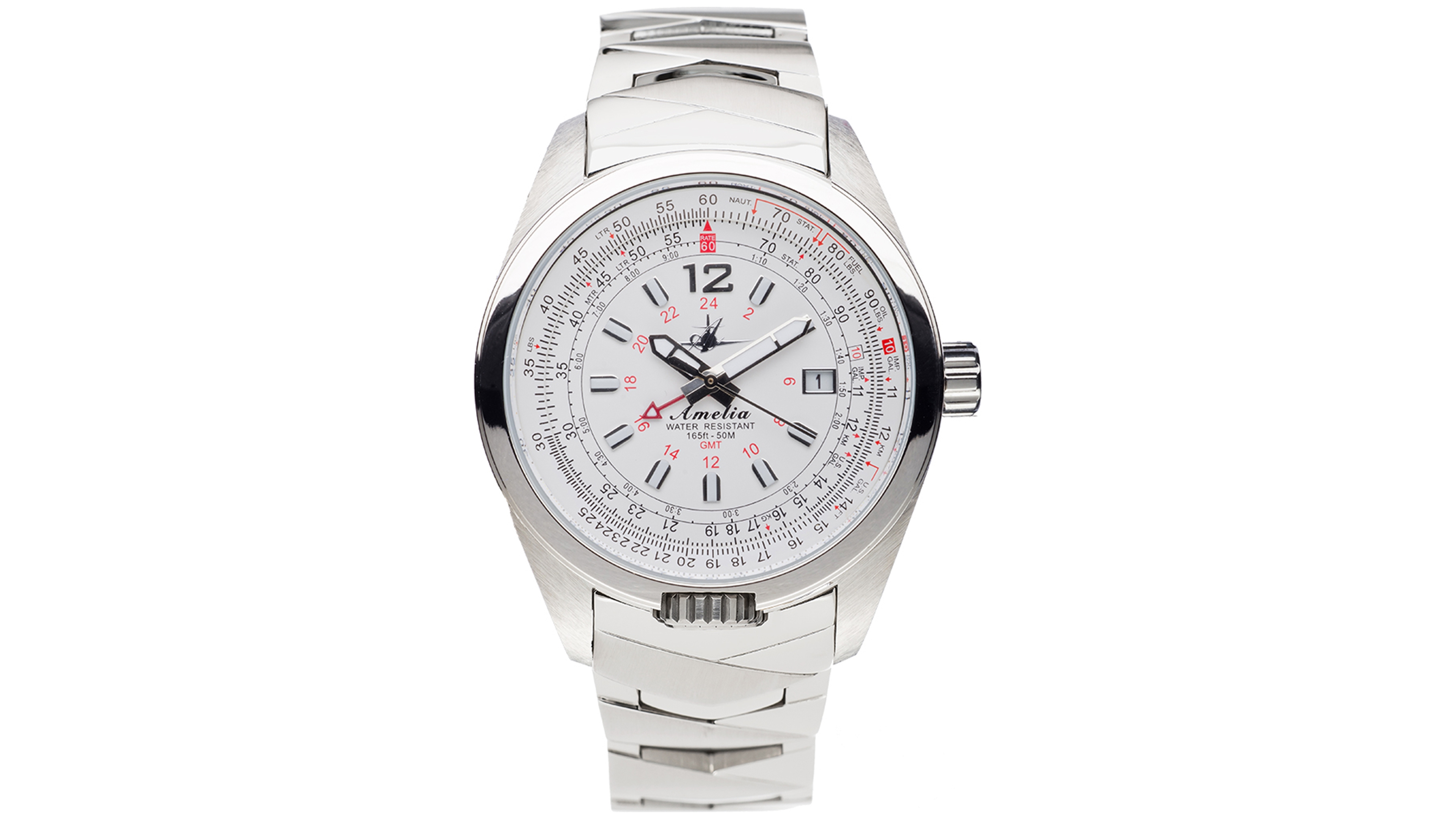 Abingdon Co. Women's Amelia Swiss Gmt Stainless Steel Bracelet Watch 40mm