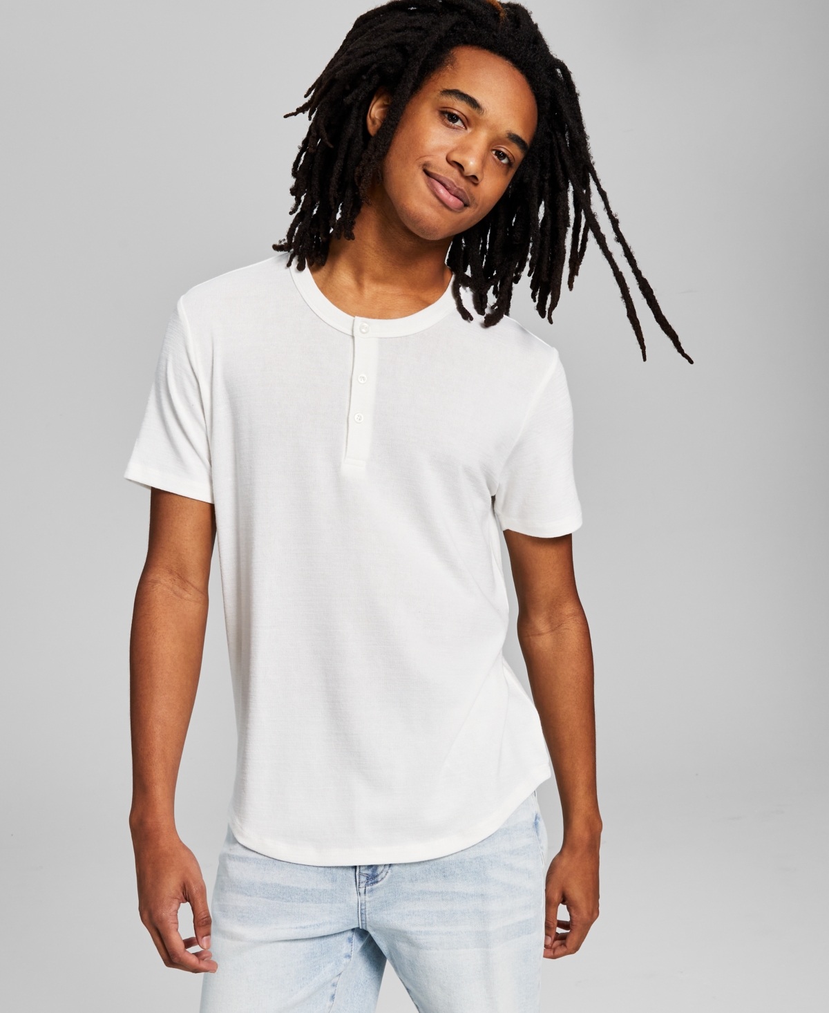 And Now This Men's Short-sleeve Henley Shirt In Bright White
