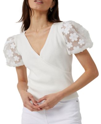 GZ-LAOPAITOU Womens Swiss Dot Shirts V Neck Blouses Ruffle