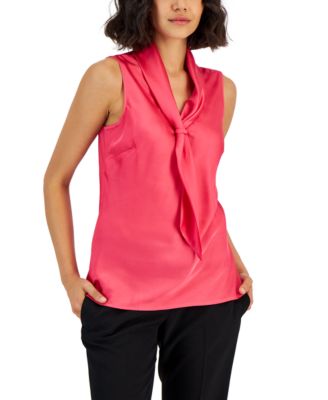 Tahari ASL Women s Sleeveless Sailor Tie Blouse Macy s