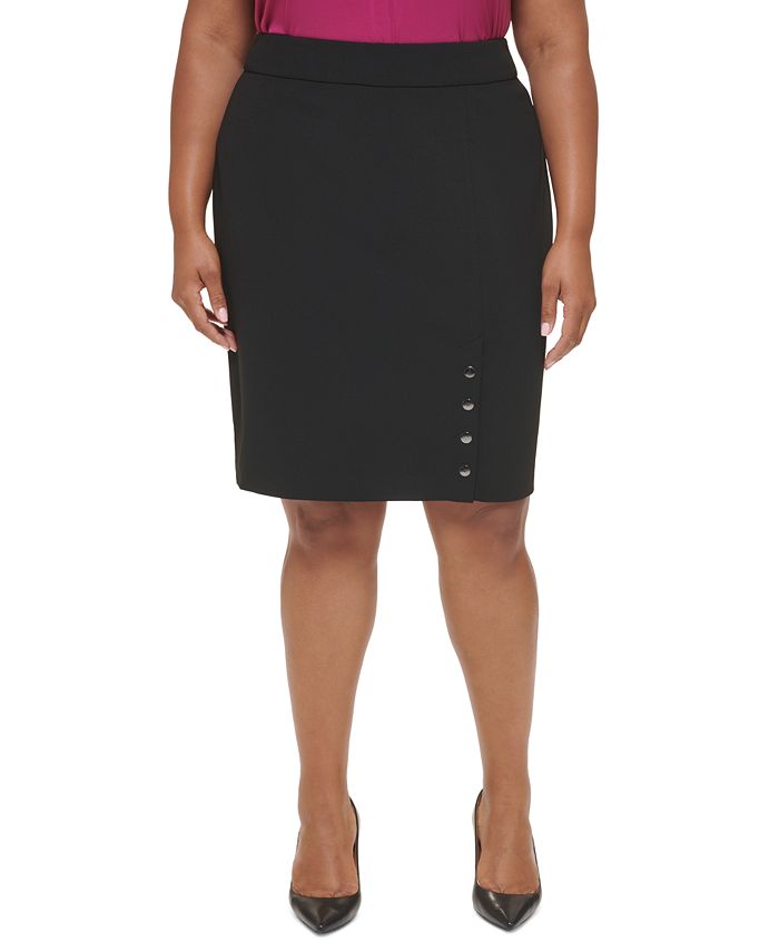 Calvin Klein Plus Size Buttoned-Hem Pencil Skirt & Reviews - Skirts - Women  - Macy's