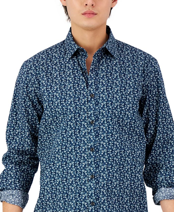 Alfani Men's Long-Sleeve Floral Print Shirt, Created for Macy's - Macy's