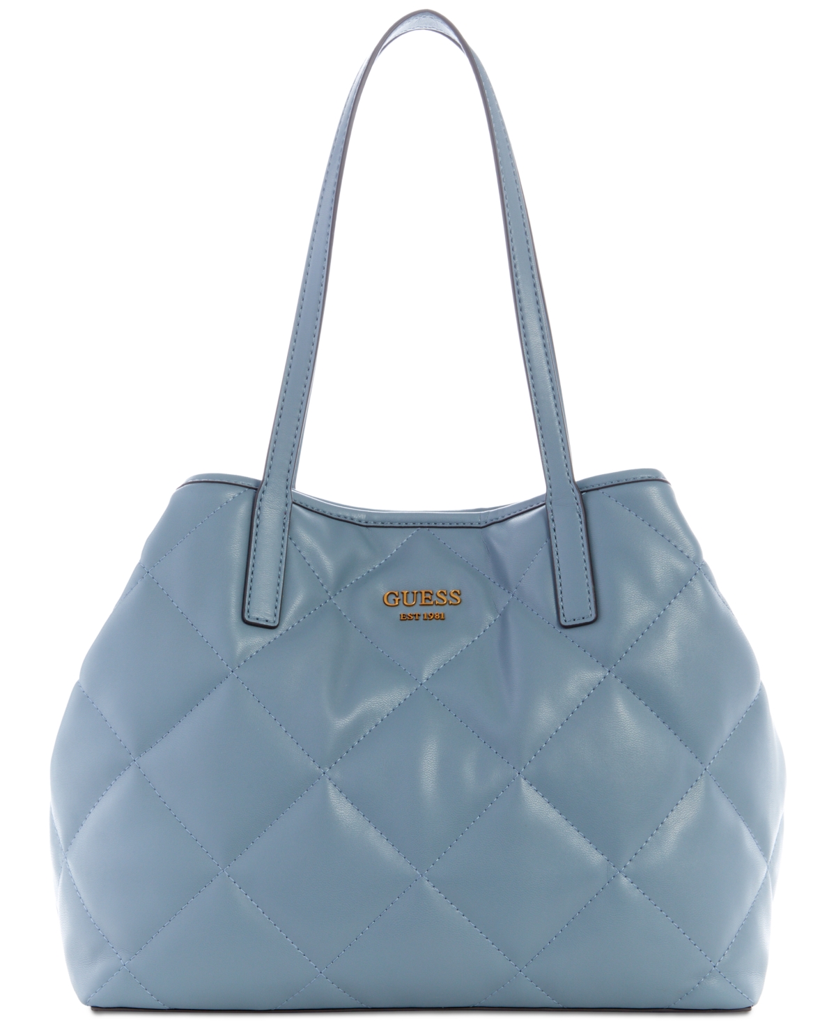 Guess Vikky 2 In 1 Quilted Tote In Slate