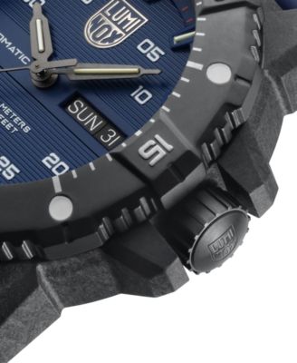 Men's Swiss Automatic Master Carbon Seal Blue Rubber Strap Watch 45mm