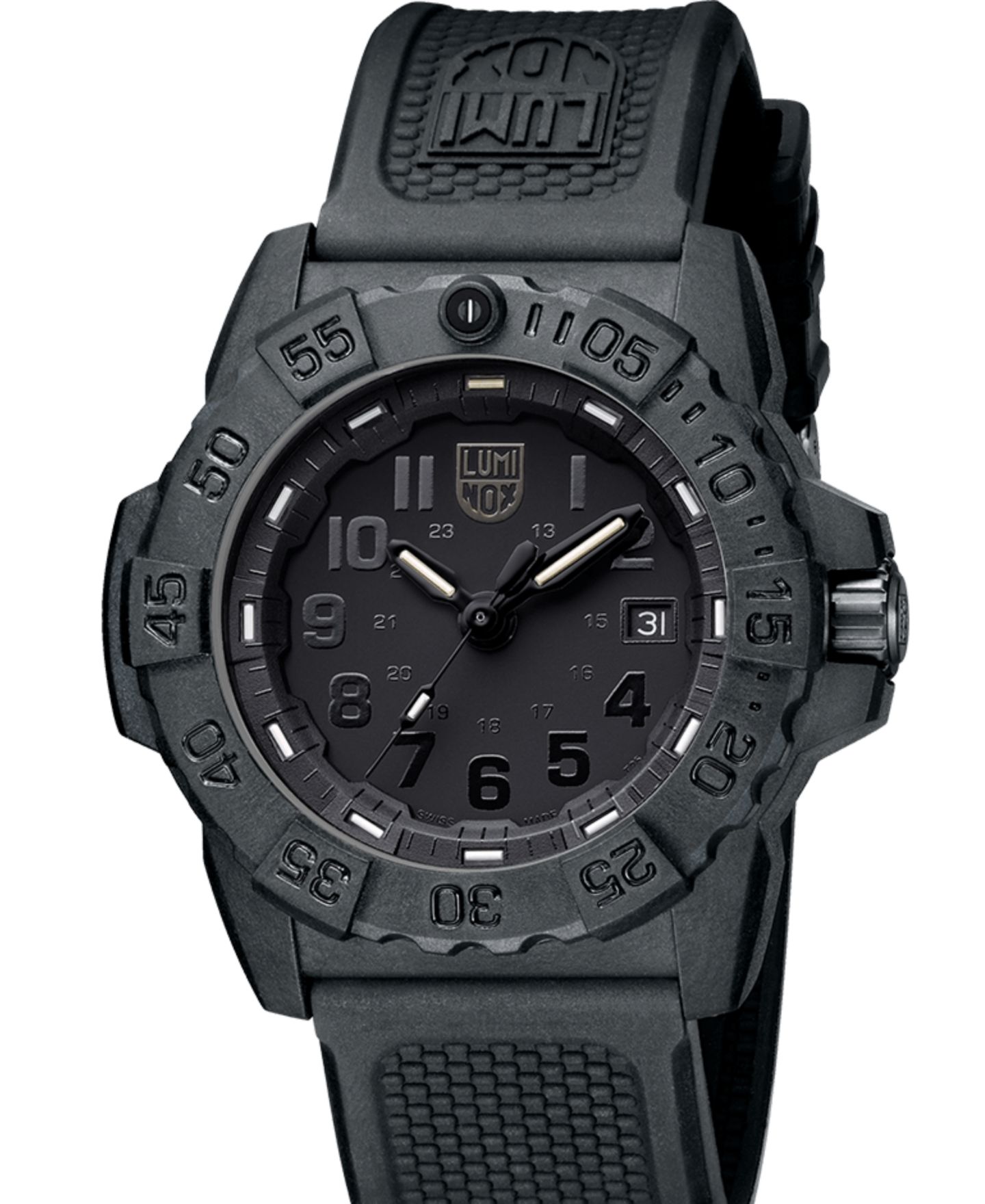 Мужские часы Luminox Swiss Navy Seal Military Dive Black Rubber Strap Watch 45mm — фото 2