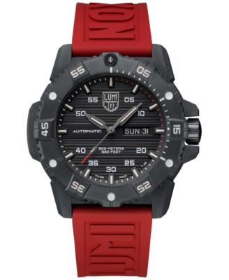 Luminox - Men's Swiss Automatic Master Carbon Seal Red Rubber Strap Watch 45mm