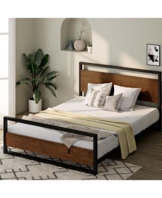 Zinus Suzanne Bamboo and Metal Platform Bed Frame with Footboard, King