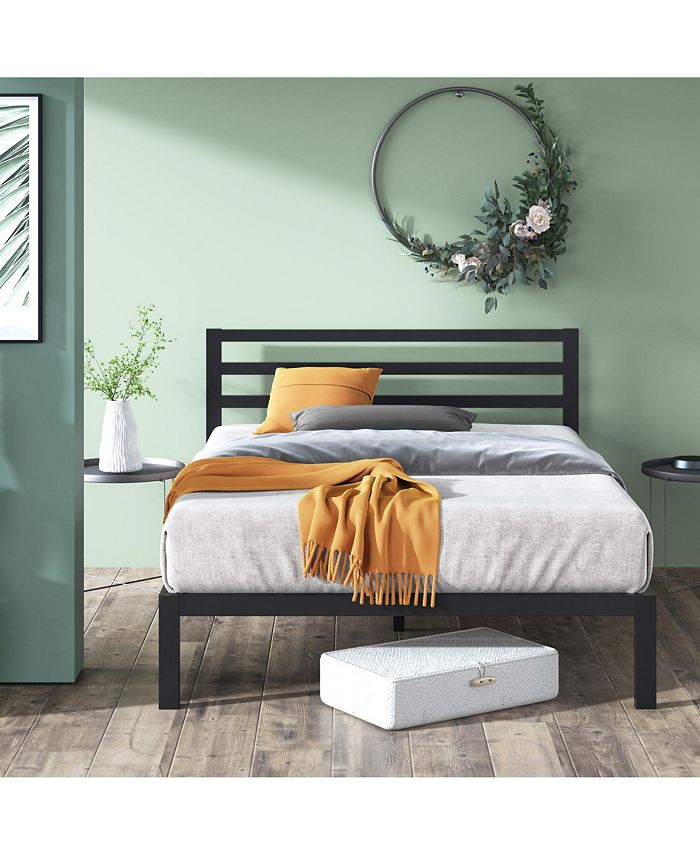 Zinus Mia 14 Inch Platform Metal Bed Frame with Headboard / Strong Wood