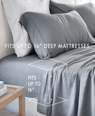 300 Thread Count Linen Rayon From Bamboo Blend Deep Pocket 4-Pc. Sheet Set, California King