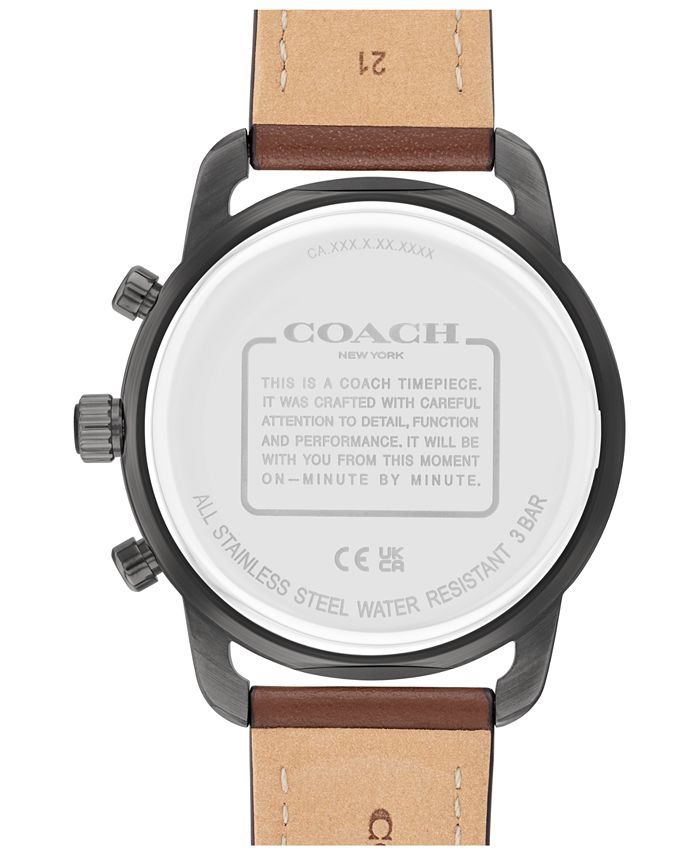 COACH Men's Cruiser Brown Leather Strap Watch, 44mm & Reviews All