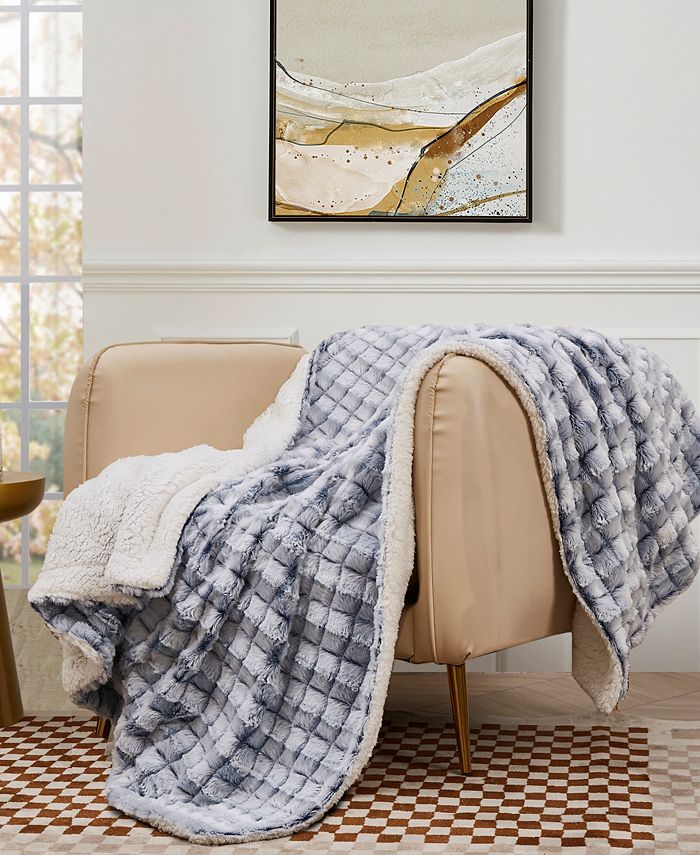 Royal Luxe Reversible Micromink to Faux-Sherpa Tie-Dye Throw 50" x 60" Created for Macy's