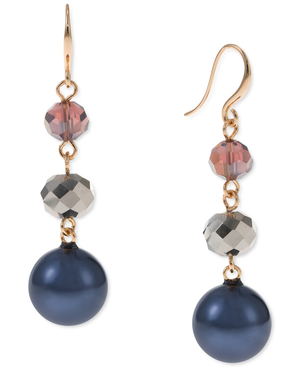 Charter Club Goldtone Bead & Color Imitation Pearl Triple Drop