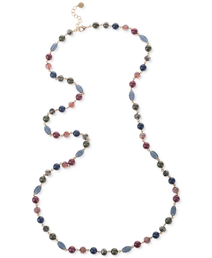 Charter Club GoldTone Multicolor Bead & Imitation Pearl Long Strand