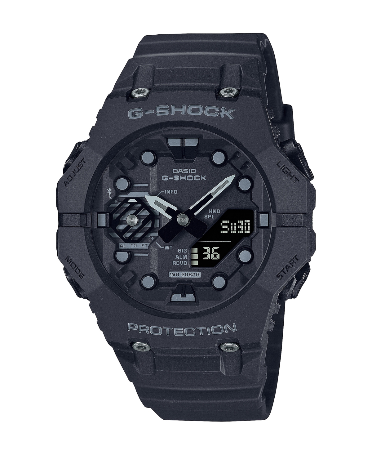 Men's Two Hand Quartz Black Resin Bluetooth Watch, 46.0mm GAB001-1A - Black