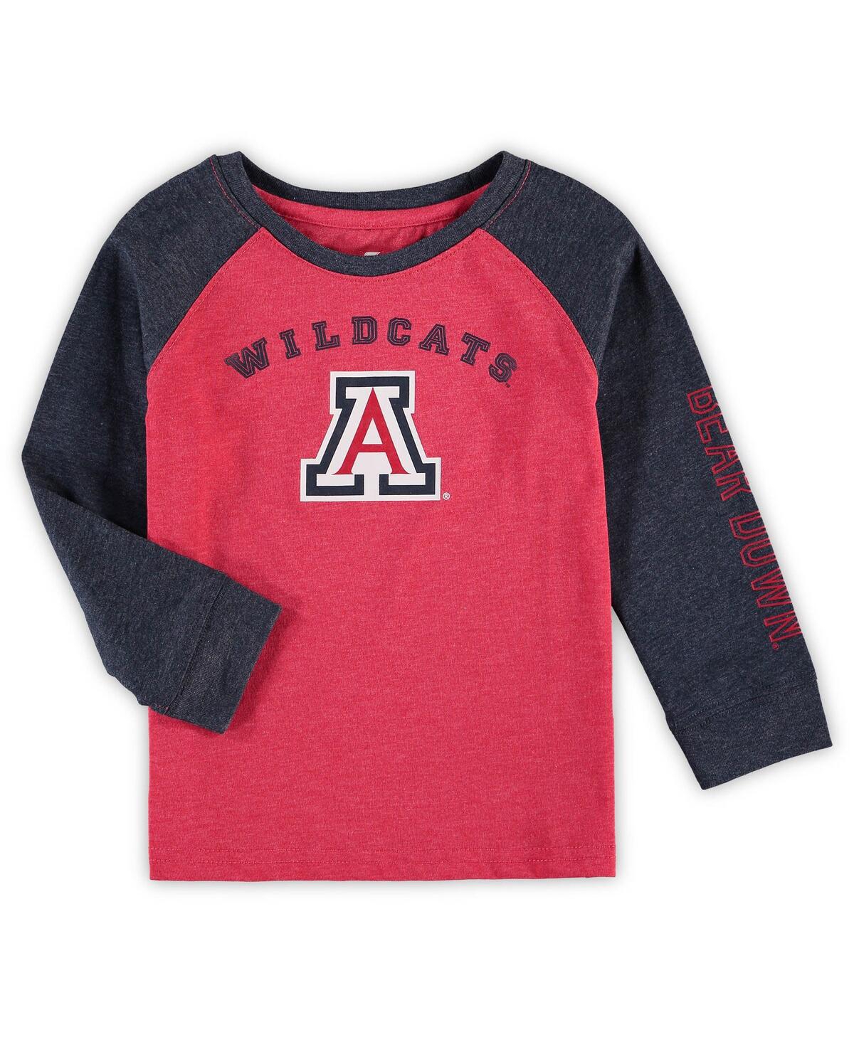 Colosseum Toddler Boys And Girls  Heathered Red Arizona Wildcats Long Sleeve Raglan T-shirt In Heathered Red