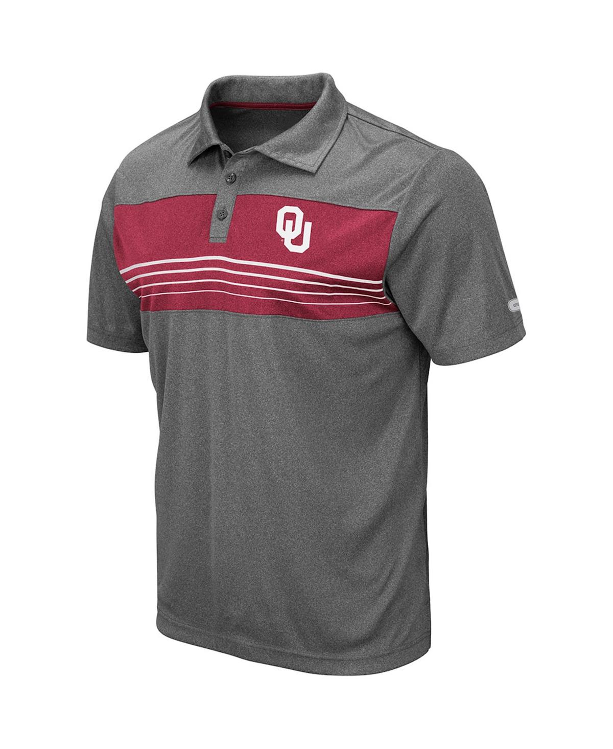 Men's ColosseumOklahoma Sooners Smithers Polo Shirt - Heathered Charcoal