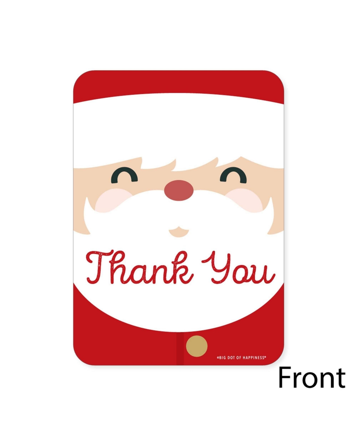 Big Dot of Happiness Jolly Santa Claus - Christmas Party Shaped Thank You Cards with Envelopes 12 Ct