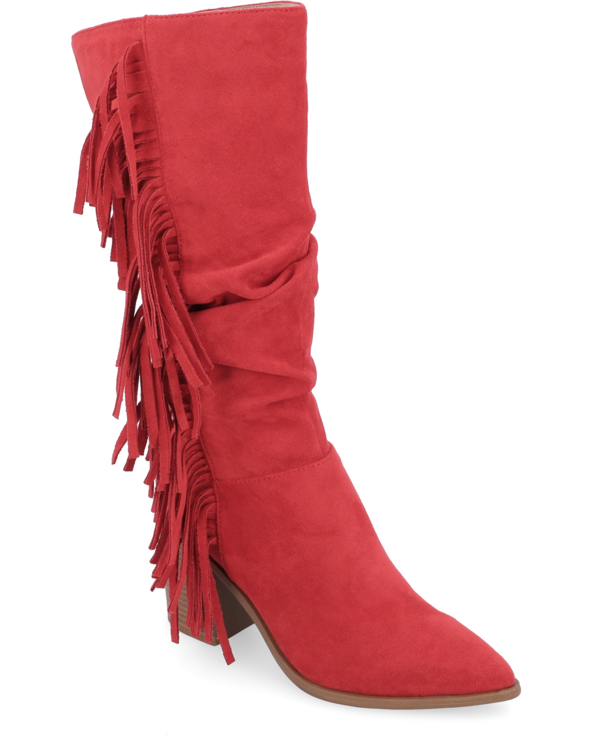 Shop Journee Collection Women's Hartly Wide Calf Western Fringe Boots In Red