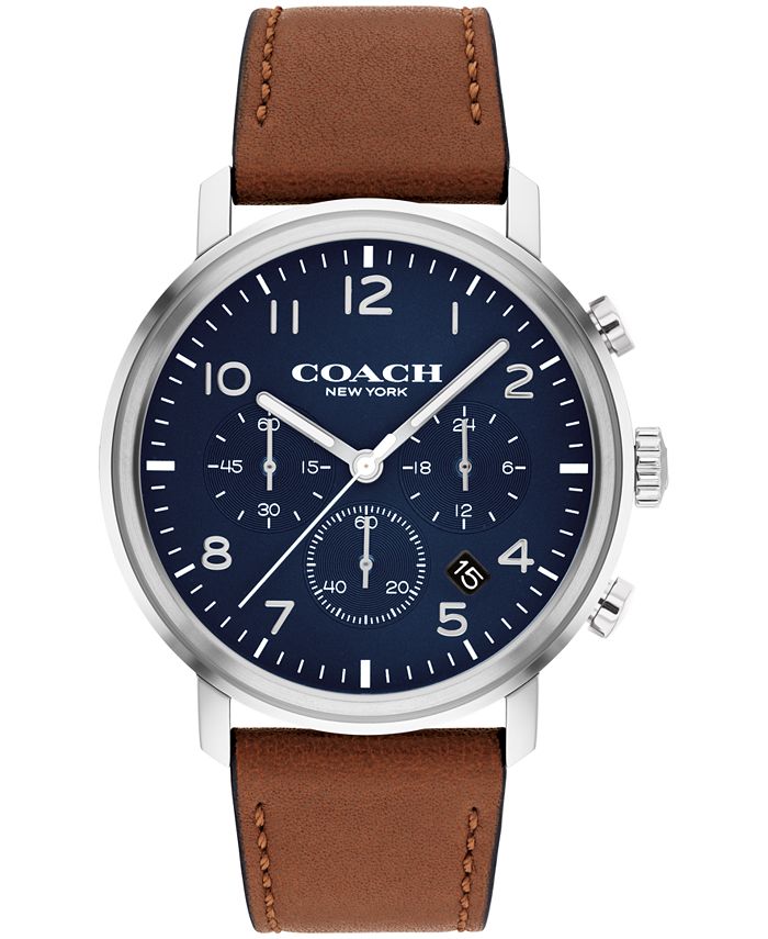 COACH Men s Harrison Saddle Leather Strap Watch 42mm Macy s