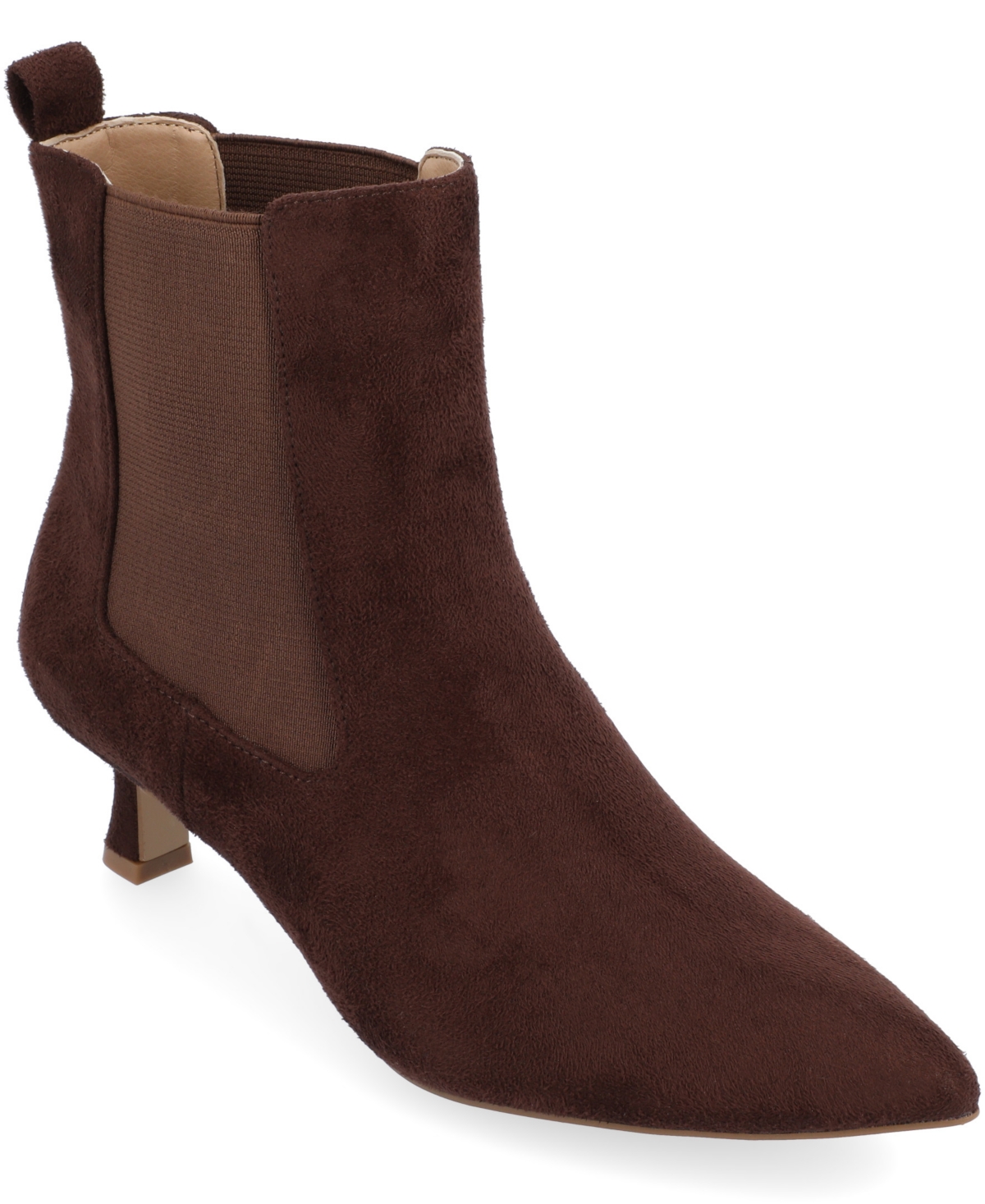 Shop Journee Collection Women's Tenlee Pointed Toe Kitten Heel Dress Booties In Brown