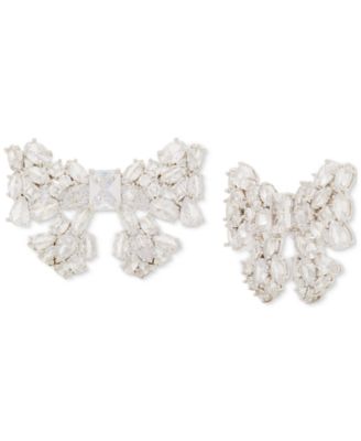 kate spade new york - Silver-Tone Cubic Zirconia Bow Statement Stud Earrings