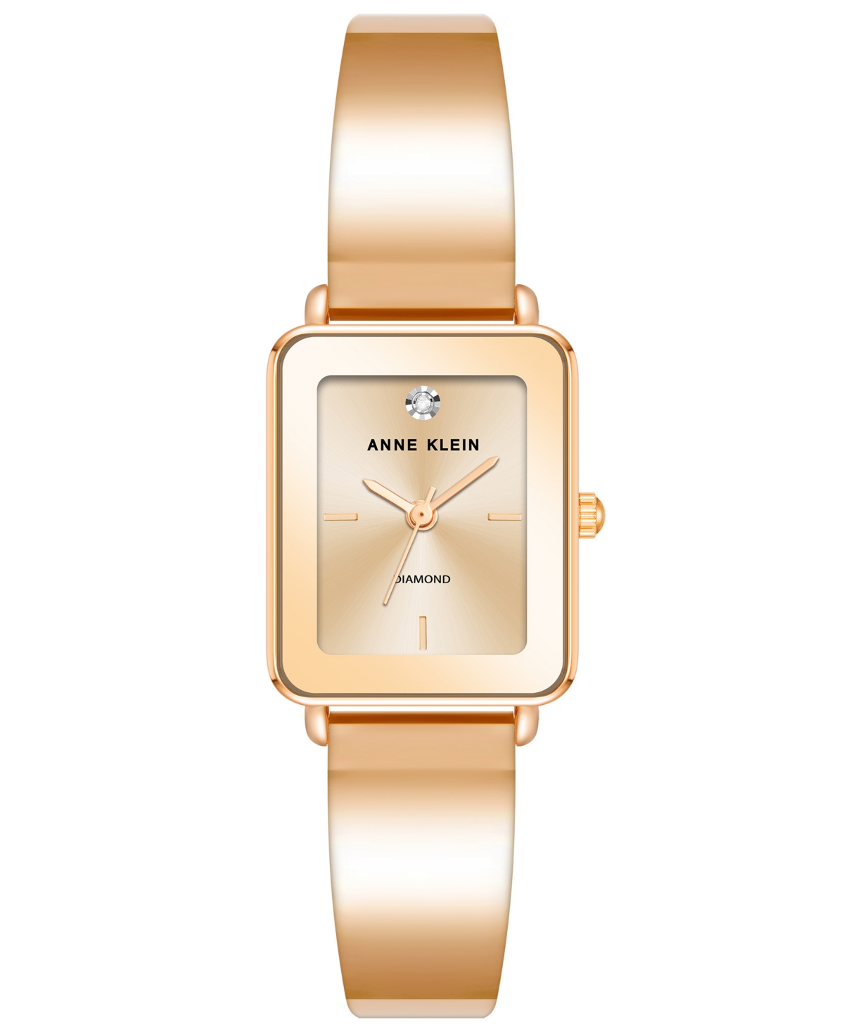 Anne Klein Women's Rose Gold-tone Solid Bangle Watch, 22x27mm
