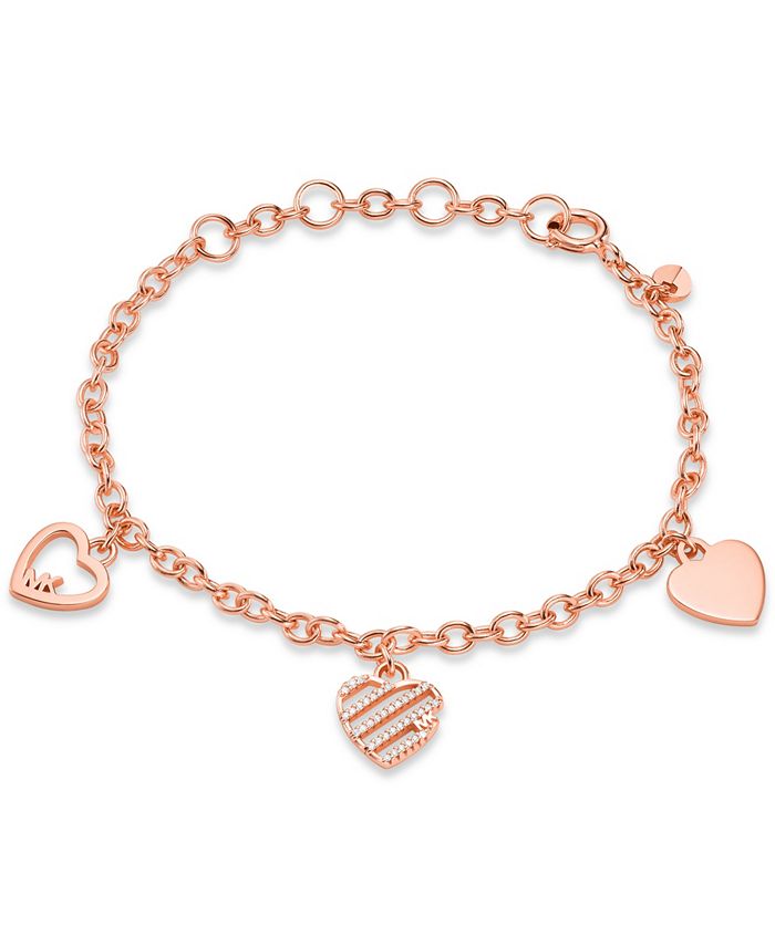 Tredive Lav vej Fordampe Michael Kors Sterling Silver Open Heart Charm Bracelet and Available in  Silver, 14K Rose-Gold Plated or 14K Gold Plated - Macy's
