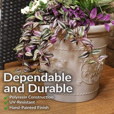 Indoor/Outdoor Patio, Garden, or Porch Weather-Resistant Double-Walled Arabella Flower Pot Planter - 20"