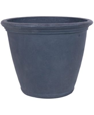 Anjelica 24" Outdoor Double-Walled Polyresin Planter with UV-Resistant Slate Finish