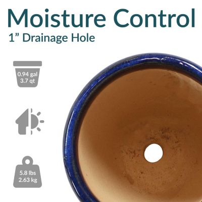 Resort High-Fired Outdoor/Indoor Glazed UV and Frost-Resistant 2-Pack Ceramic Planters with Drainage Holes