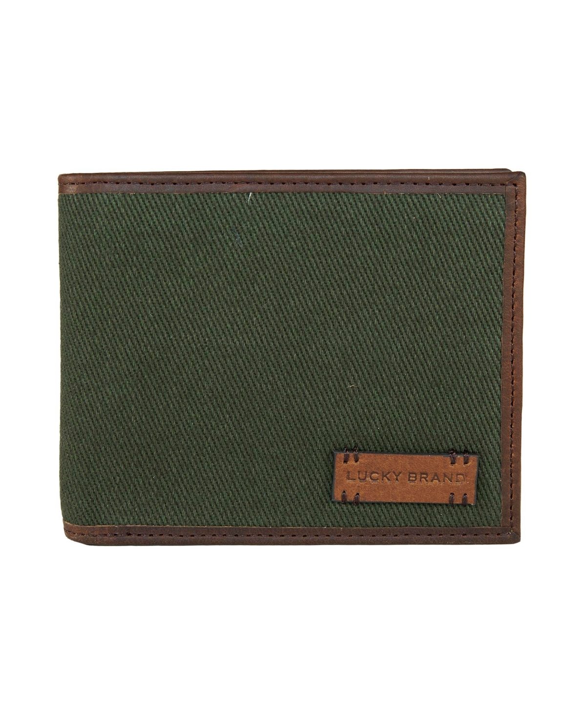 Men's Canvas with Leather Trim Bifold Wallet - Olive
