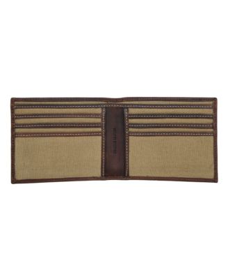 Men's Canvas with Leather Trim Bifold Wallet