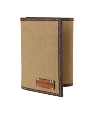 Men's Canvas with Leather Trim Trifold Wallet