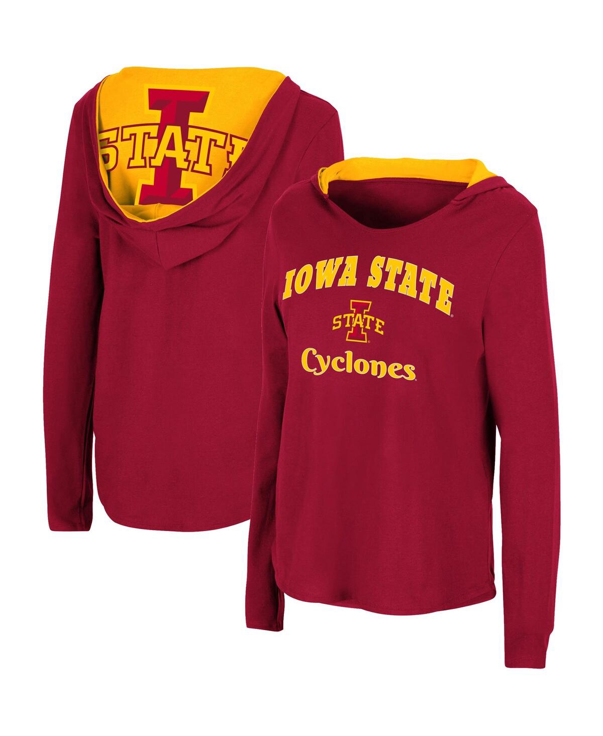 Colosseum Cardinal Iowa State Cyclones Catalina Hoodie Long Sleeve T-shirt In Cardinal