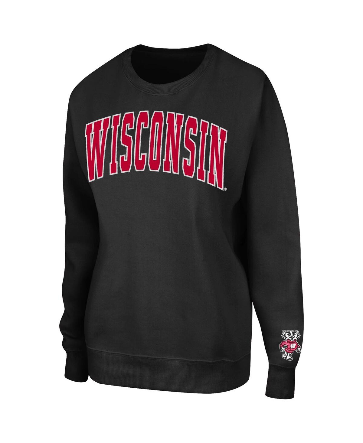 Women's ColosseumWisconsin Badgers Campanile Pullover Sweatshirt - Black