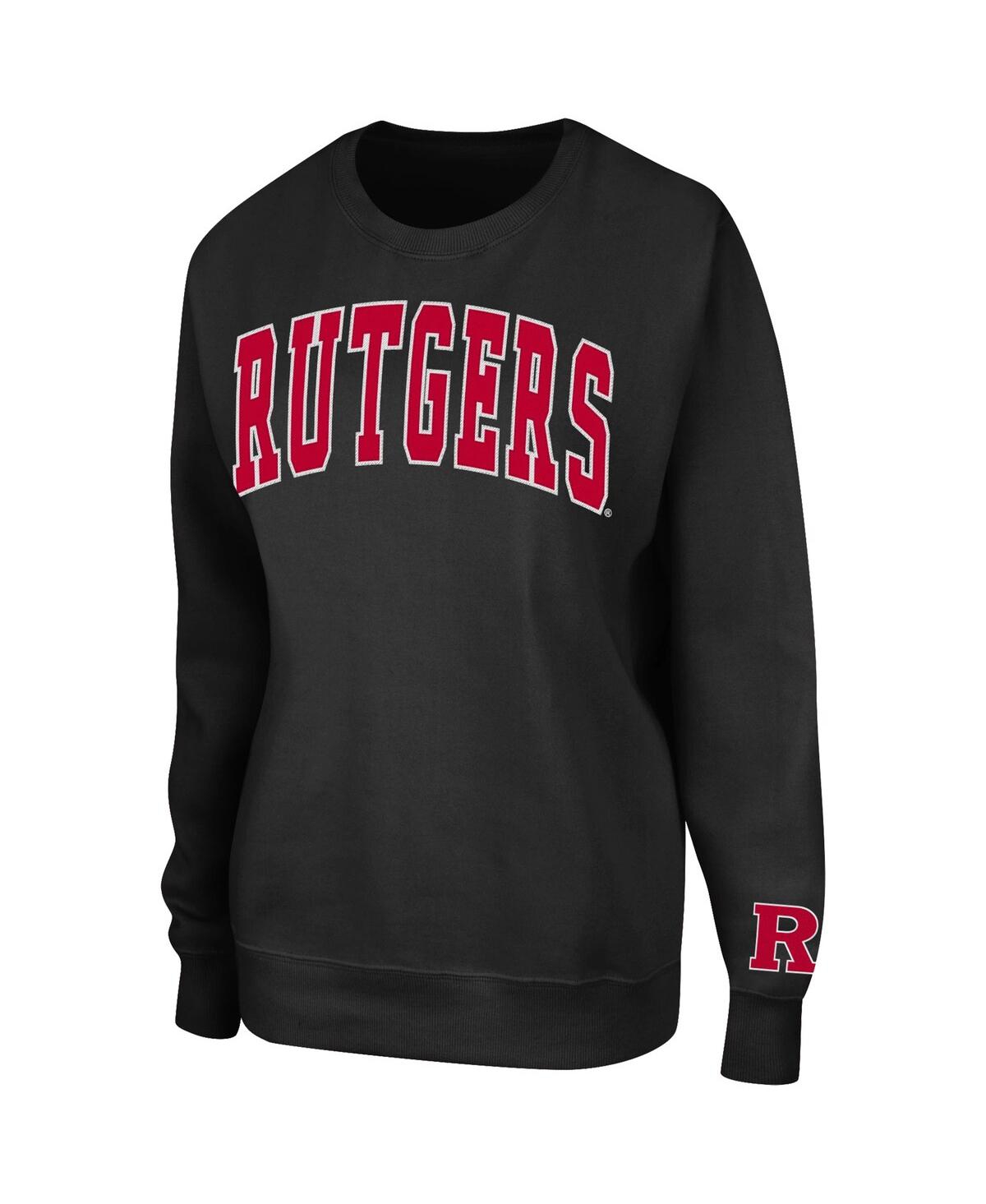 Colosseum Black Rutgers Scarlet Knights Campanile Pullover Sweatshirt In Black