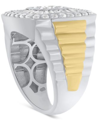 Men's Diamond Baguette & Round Cluster Ring (2 ct. t.w.) in 10k White Gold