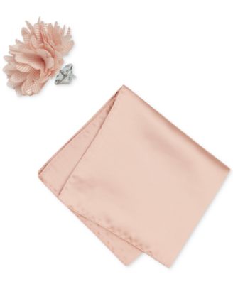 Men's Solid Pocket Square & Lapel Pin Set