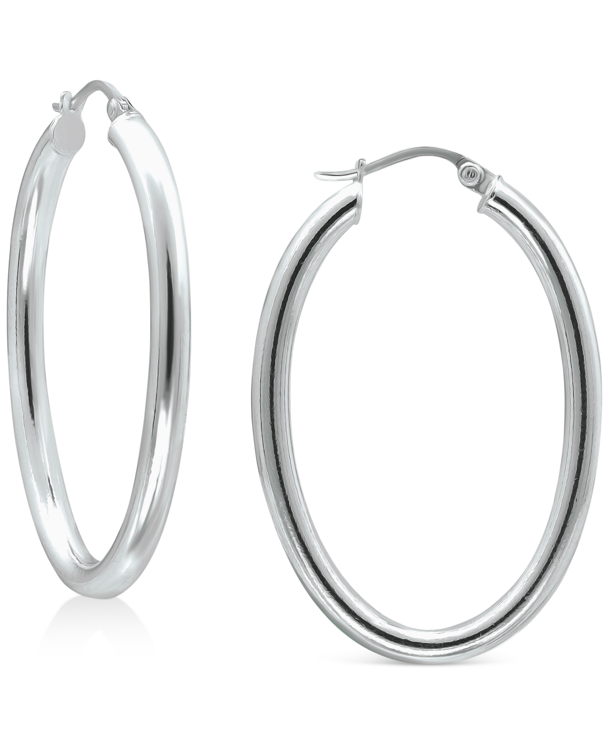 Polished Oval Medium Hoop Earrings, 25mm, Created for Macy's - Sterling Silver