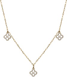 Diamond & Enamel Quatrefoil Dangle 18" Collar Necklace (1/4 ct. t.w.) in 10k Gold, Created for Macy's
