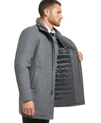 Calvin Klein Men s Urban Walker Coat with Detachable Faux Rabbit