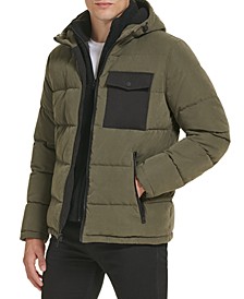 Men's Mixed Media Quilted Puffer Jacket